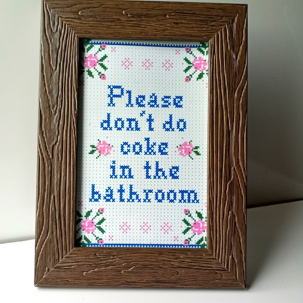 Don't do c@ke funny Bathroom Restroom washroom Faux Framed Art Print Funny Photo - Picture 2 of 7